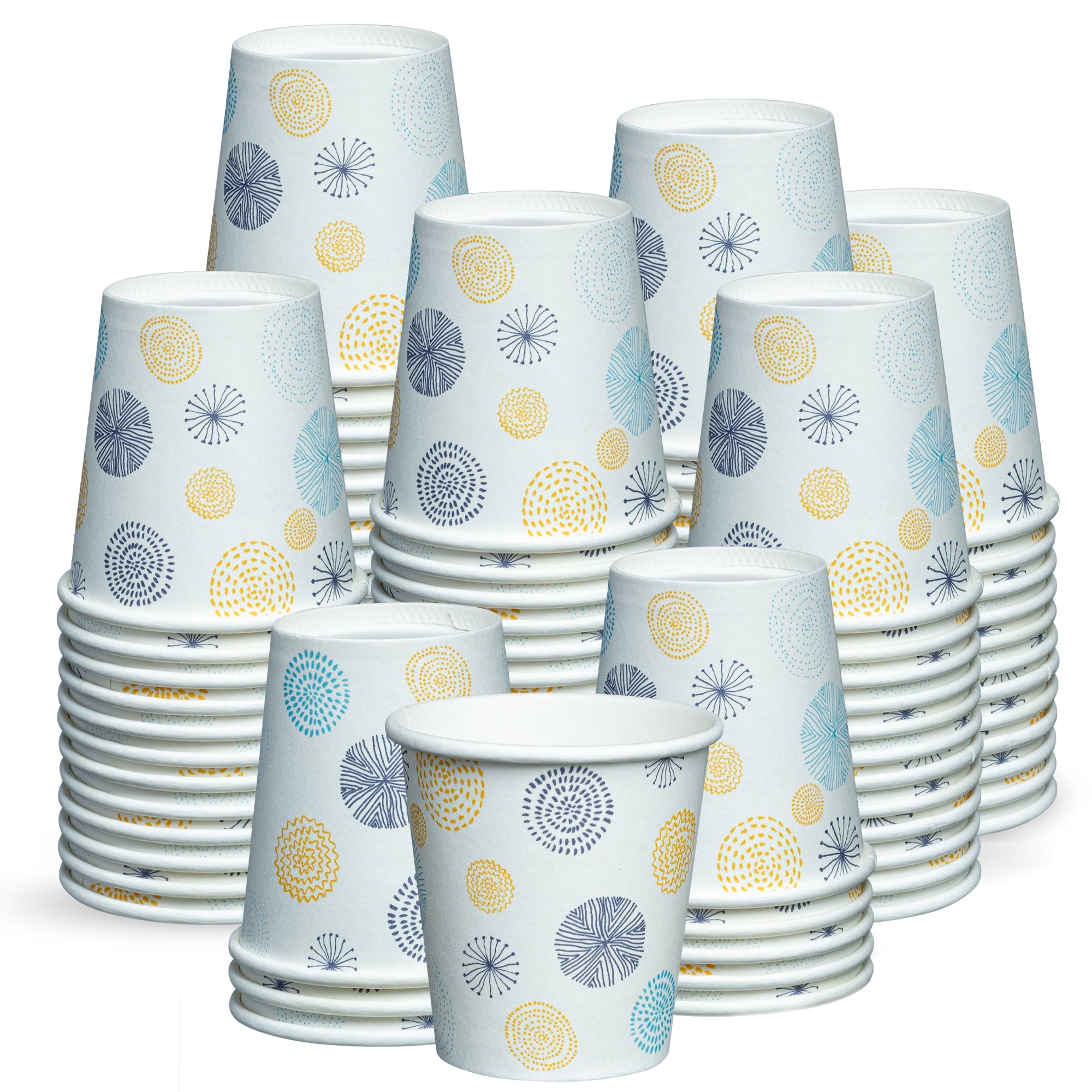 3 oz. Small Paper Cups Disposable Mini Bathroom Mouthwash Cups - Floral - Comfy Package