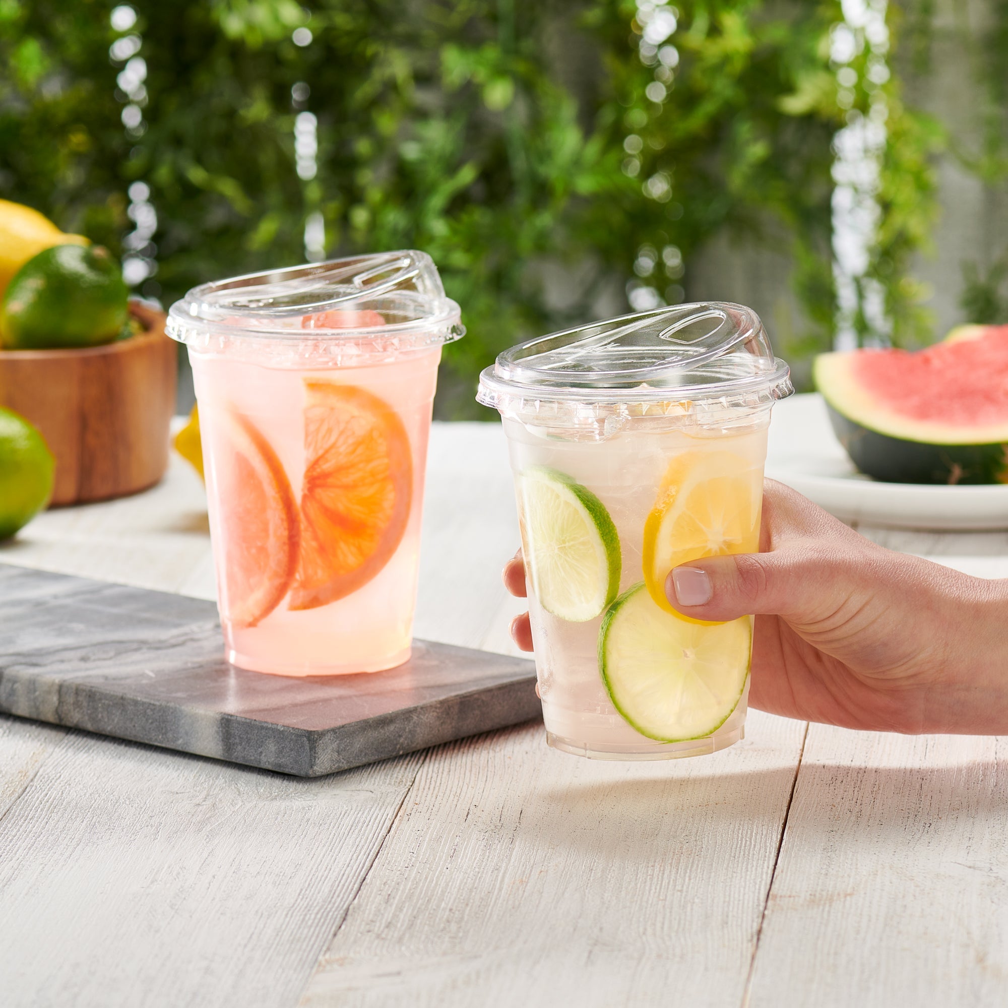 16 oz. Crystal Clear Plastic Cups With Strawless Sip-Lids - Comfy Package