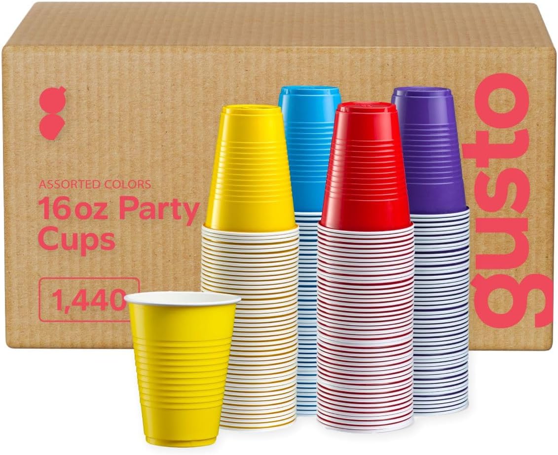 16 oz. - 1440ct Disposable Party Plastic Cups Assorted Colors Drinking Cups