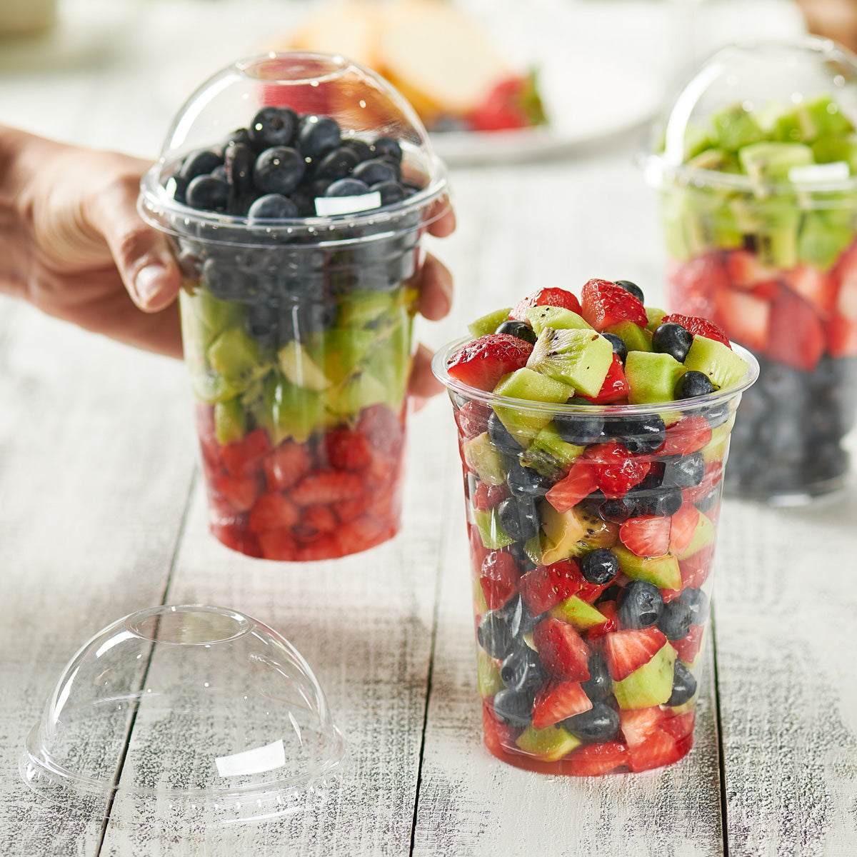 16 oz. Clear Plastic Cups With No Hole Dome Lids - Comfy Package