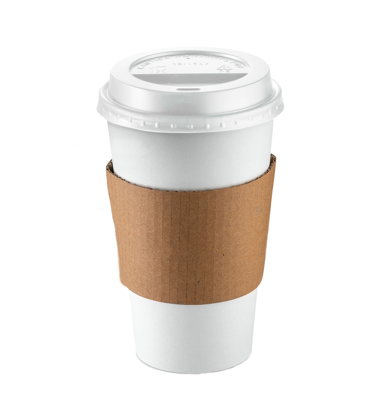 16 oz. Disposable White Coffee Cups with White Lids, Sleeves - To Go Paper Hot Cups - Comfy Package