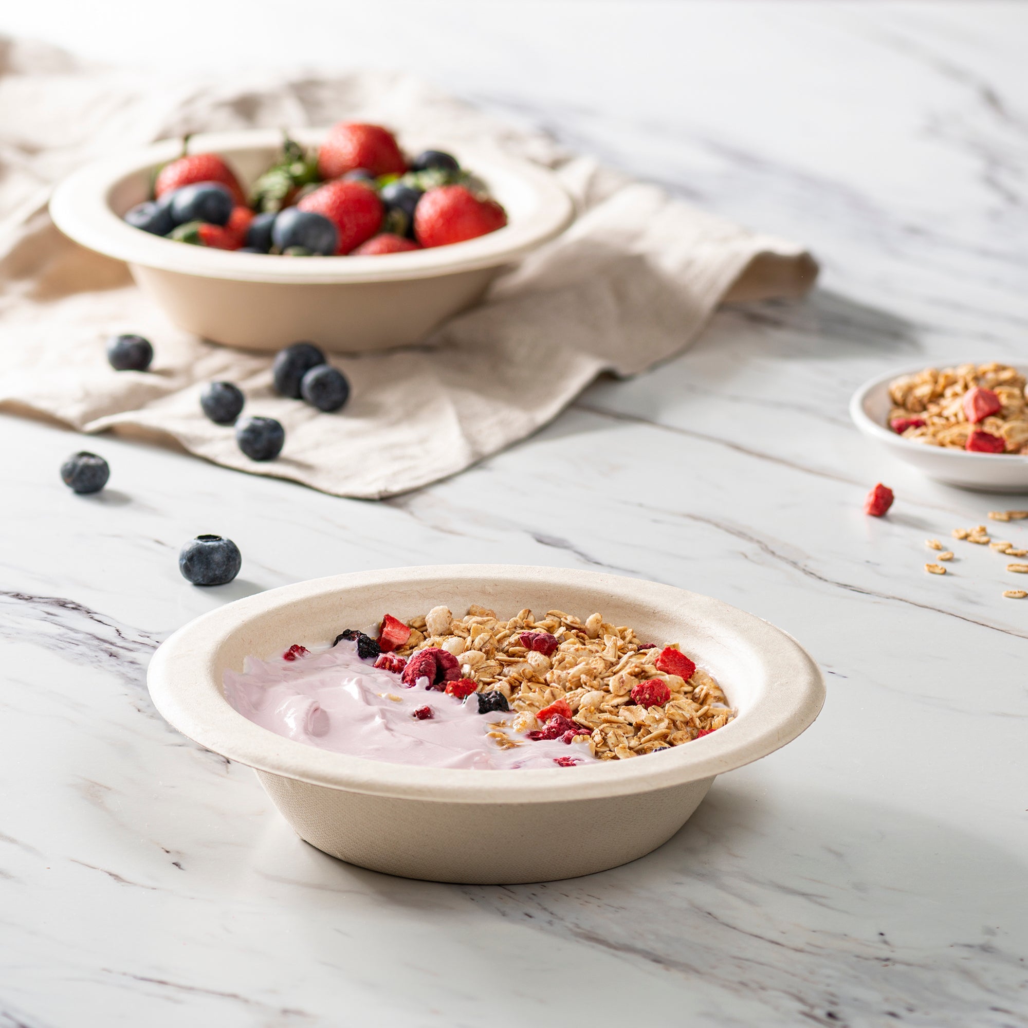 16 oz. Heavy-Duty Paper Soup Bowls Eco-Friendly 100% Compostable Disposable Sugarcane - Kraft - Comfy Package