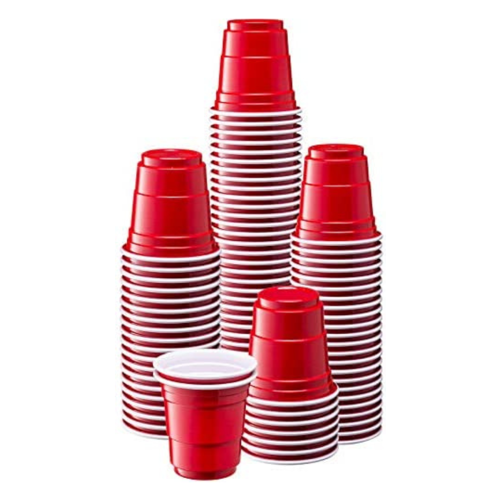 2 oz. Mini Plastic Shot Cups - Red - Comfy Package
