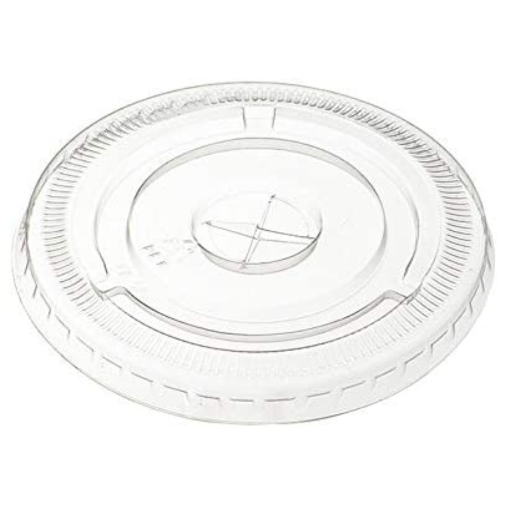 1000ct Crystal Clear PET Plastic Flat Lids With Straw Slot - Comfy Package