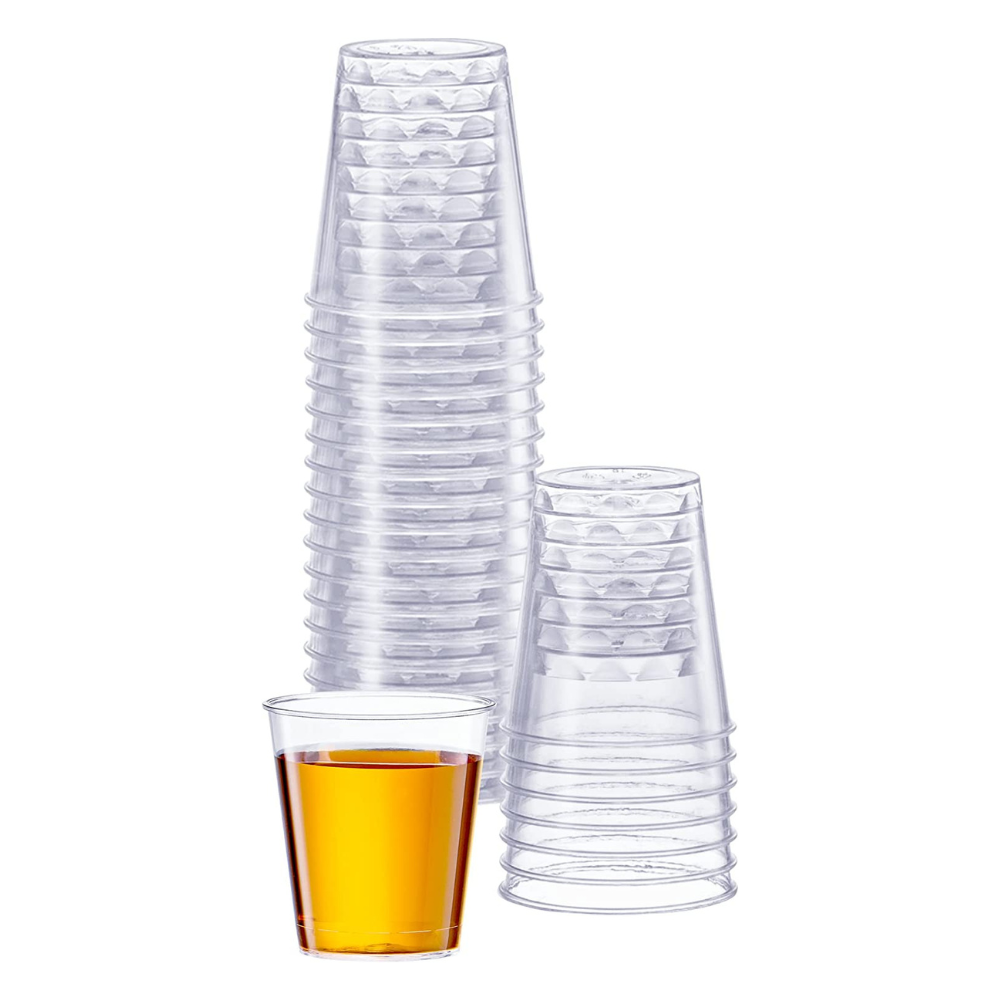 1 oz. Clear Hard Plastic Shot Glasses Disposable Shot Cups - Comfy Package