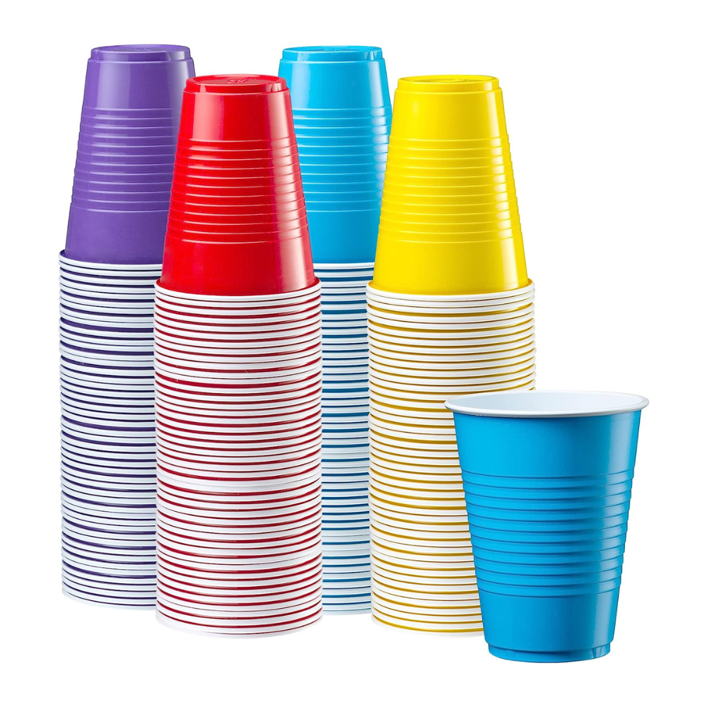 16 oz. Disposable Party Plastic Cups Assorted Colors Drinking Cups