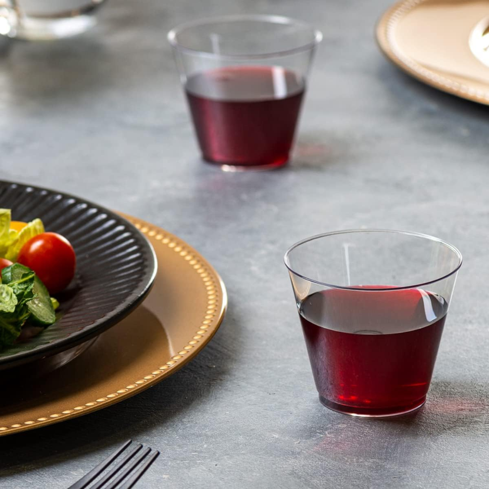 5 oz. Squat Clear Hard Plastic Cups Tumblers Small Disposable Party Cocktail Glasses - Comfy Package