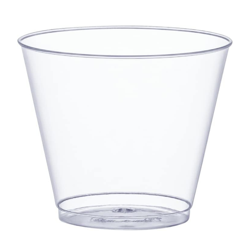 9 oz. Squat Clear Hard Plastic Cups / Tumblers Small Disposable Party Cocktail Glasses - Comfy Package