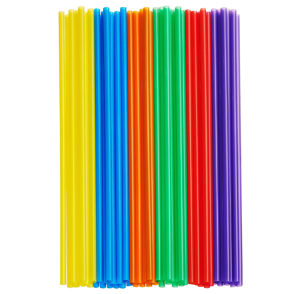 6000ct Long Disposable Plastic Drinking Straws 10.0" Assorted Colors - Comfy Package