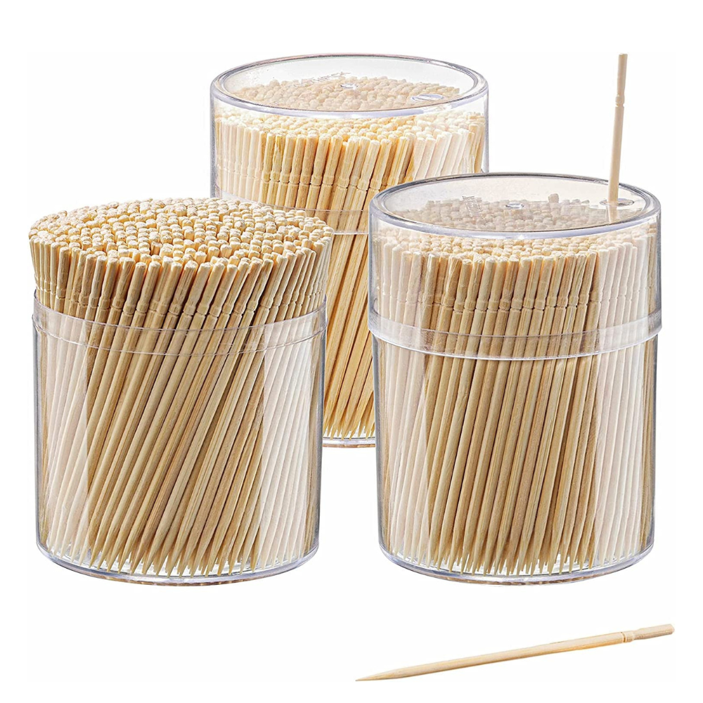 Bamboo Wooden Toothpicks Wood Round Single-Point Teeth Tooth Picks - Comfy Package