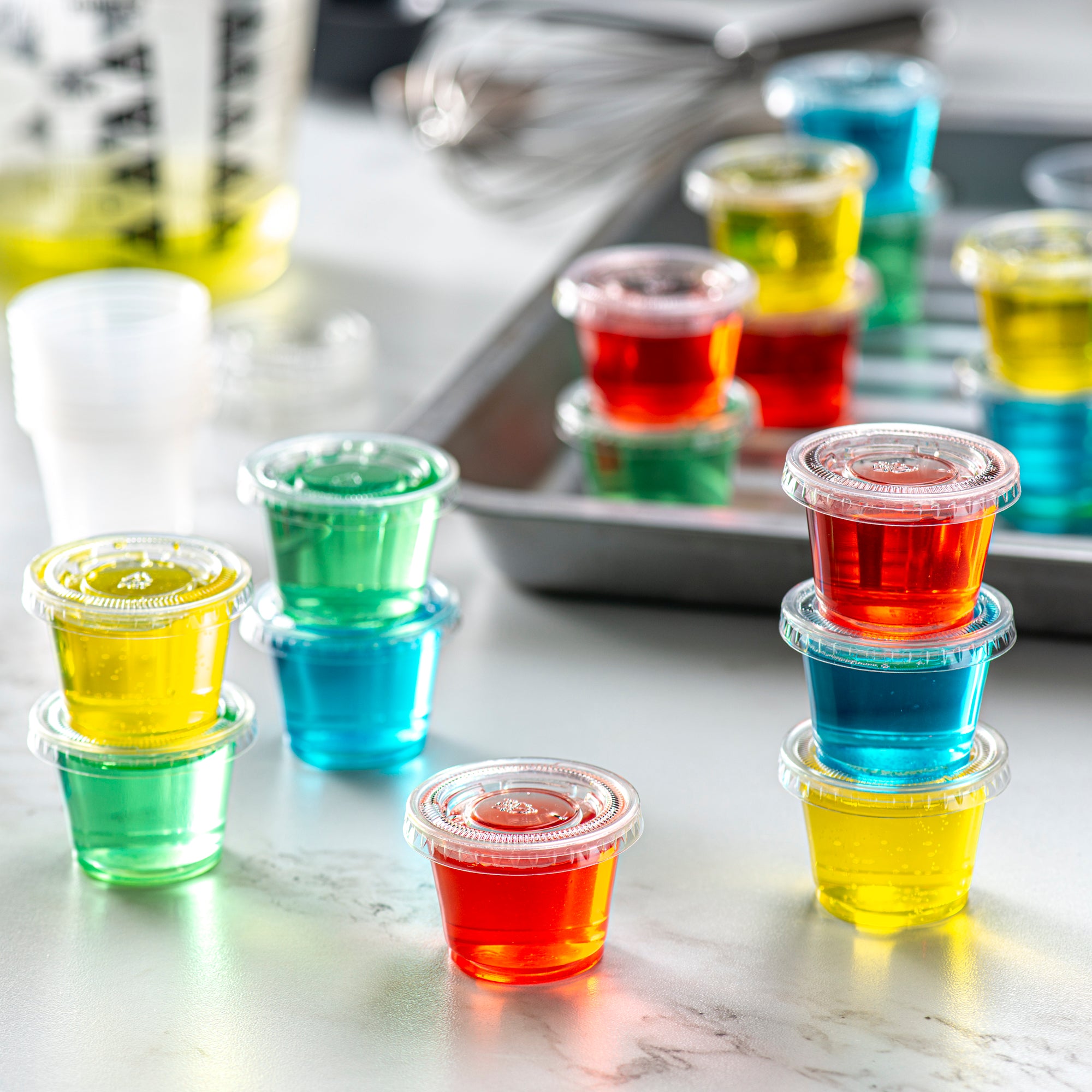 1 oz. Cups with Lids, Small Plastic Condiment Containers for Sauce, Salad Dressings, Ramekins, & Portion Control