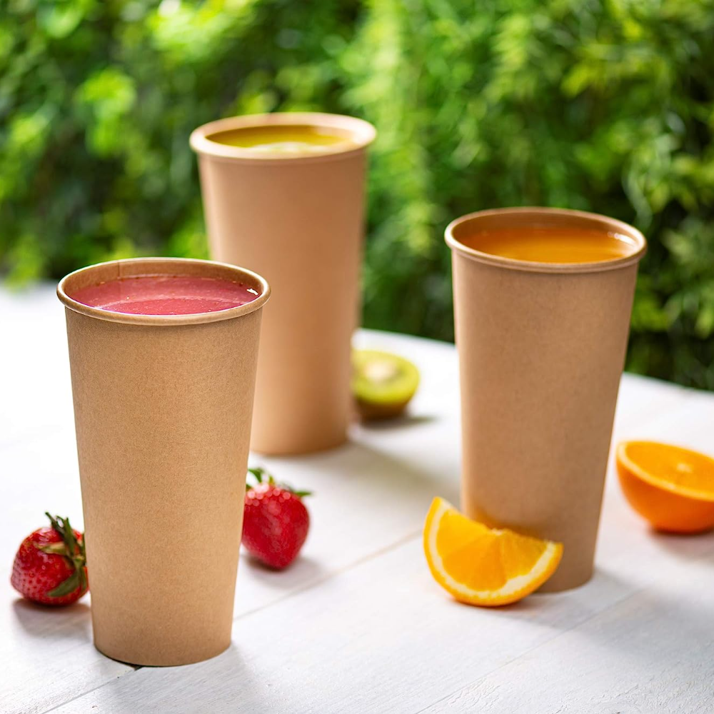 20 oz. Kraft Paper Hot Coffee Cups - Unbleached - Comfy Package