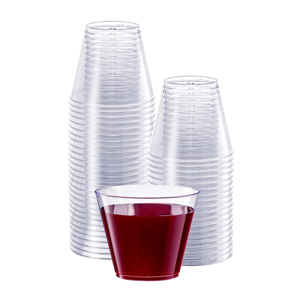 9 oz. Squat Clear Hard Plastic Cups / Tumblers Small Disposable Party Cocktail Glasses