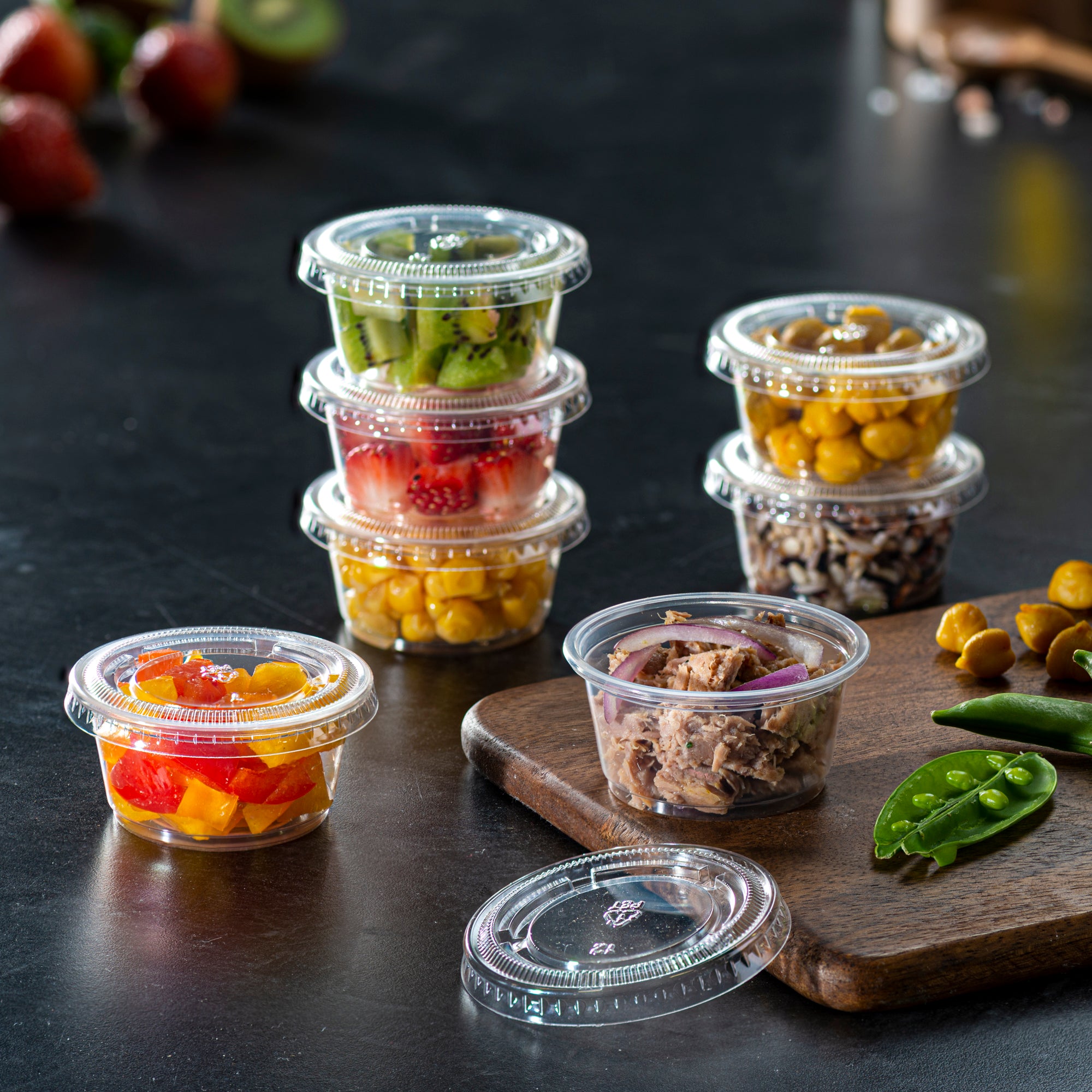 2 oz. Jello Shot Cups with Lids, Small Plastic Condiment Containers - Comfy Package