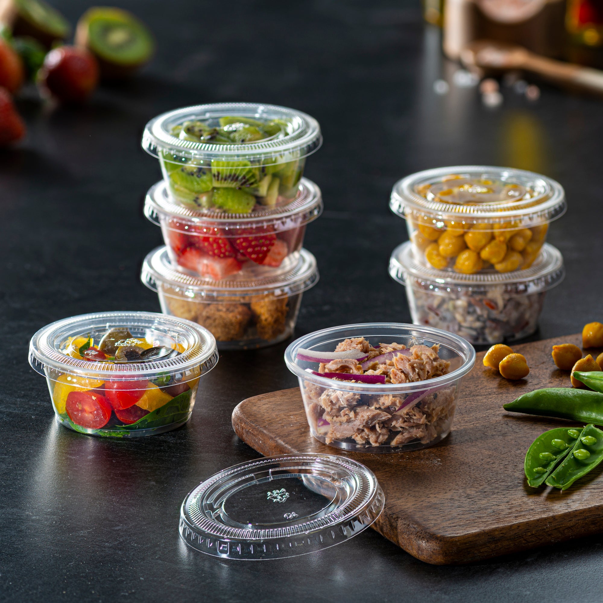 3.25 oz. Cups with Lids, Small Plastic Condiment Containers - Comfy Package