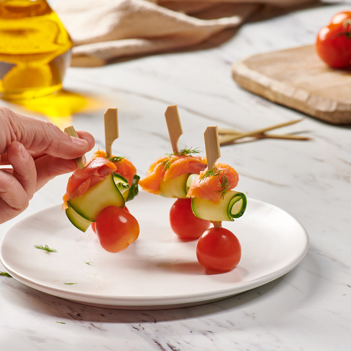 3.5 Inch Bamboo Wooden Paddle Picks Skewers - Comfy Package