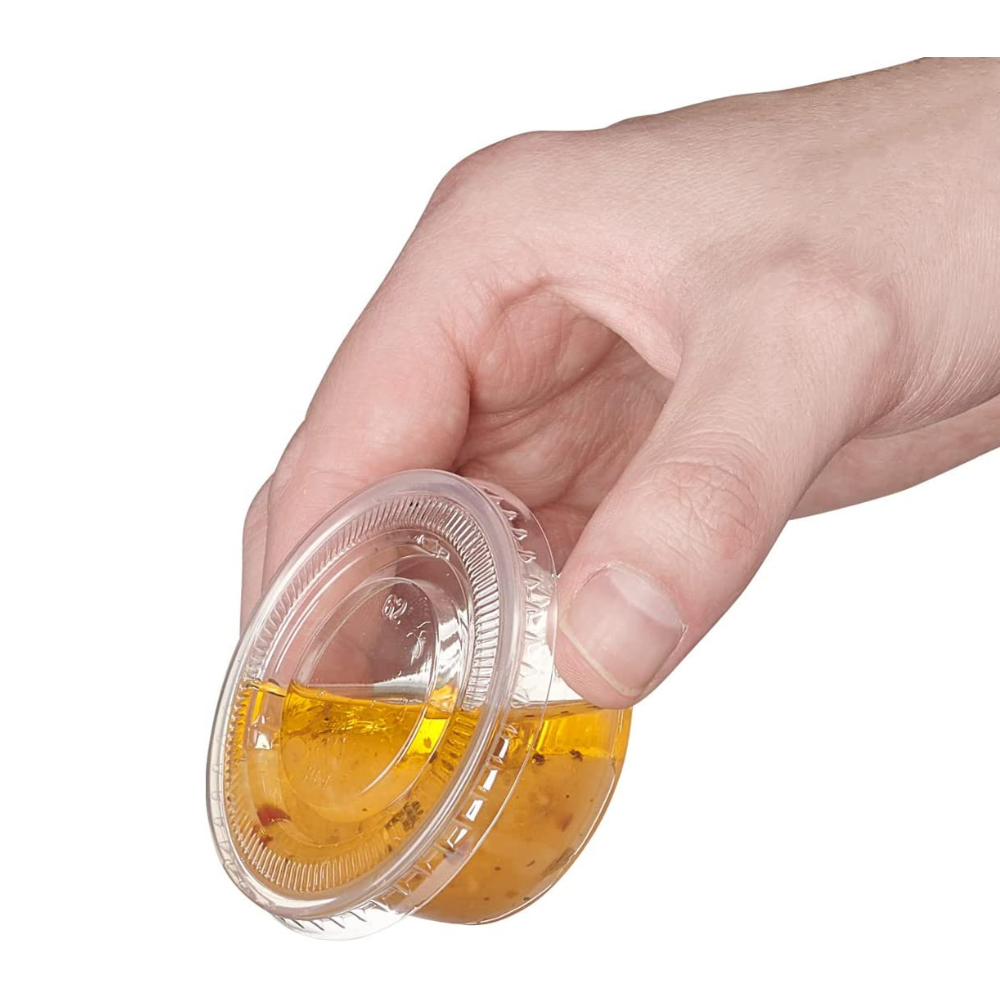 2 oz. Plastic Portion Cups With Lids, Souffle Cups, Jello Shot Cups, Condiment Sauce Containers - Comfy Package