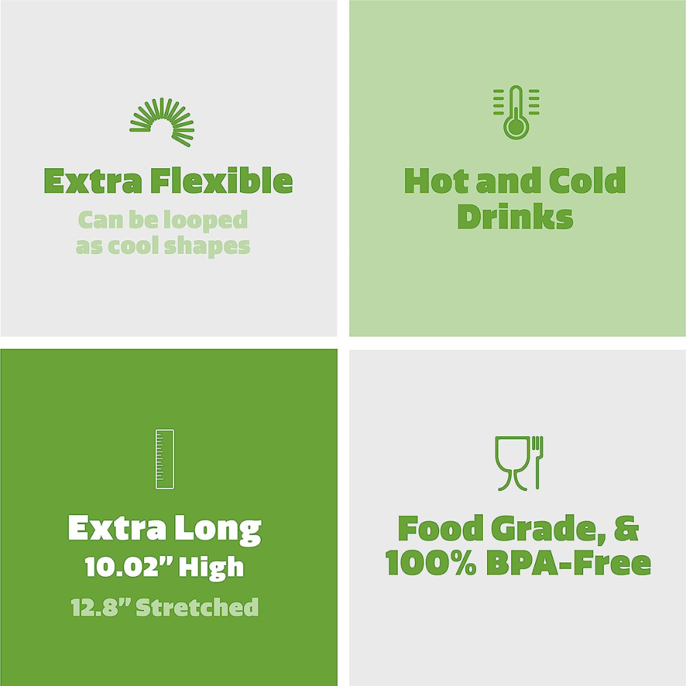 Long Flexible Disposable Plastic Drinking Straws - 10.02" High - Blue - Comfy Package