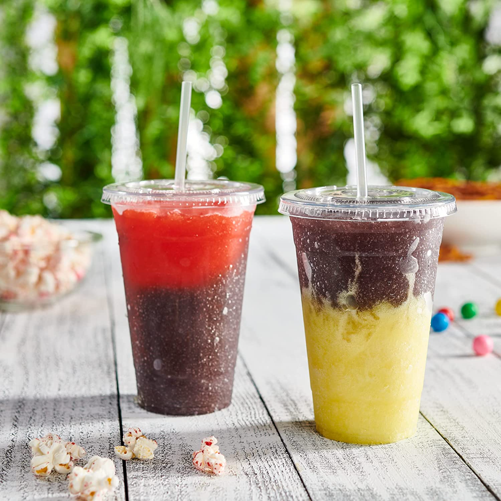 20 oz. Crystal Clear Plastic Cups with Lids - Comfy Package