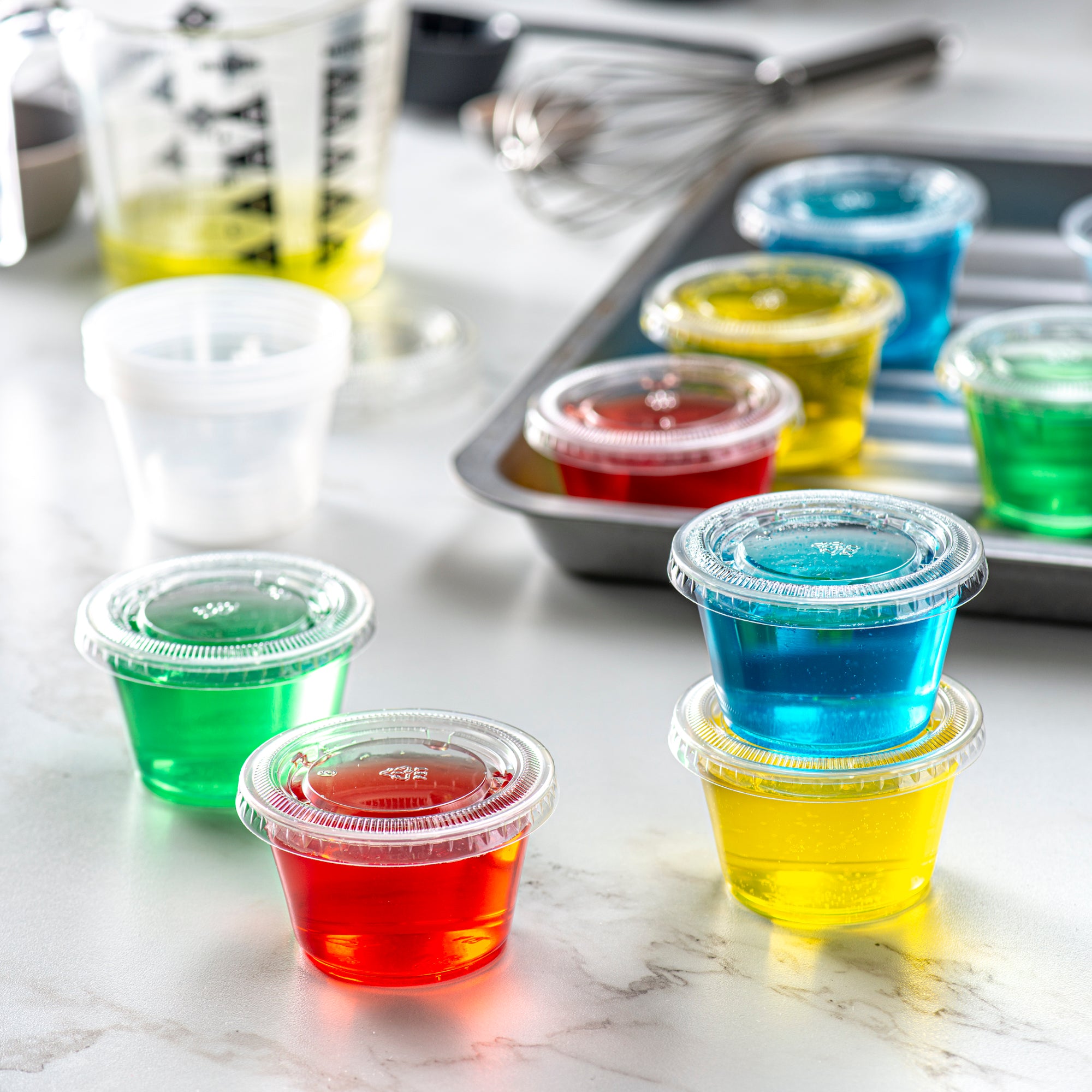 4 oz. Cups with Lids, Small Plastic Condiment Containers for Sauce, Salad Dressings, Ramekins, & Portion Control