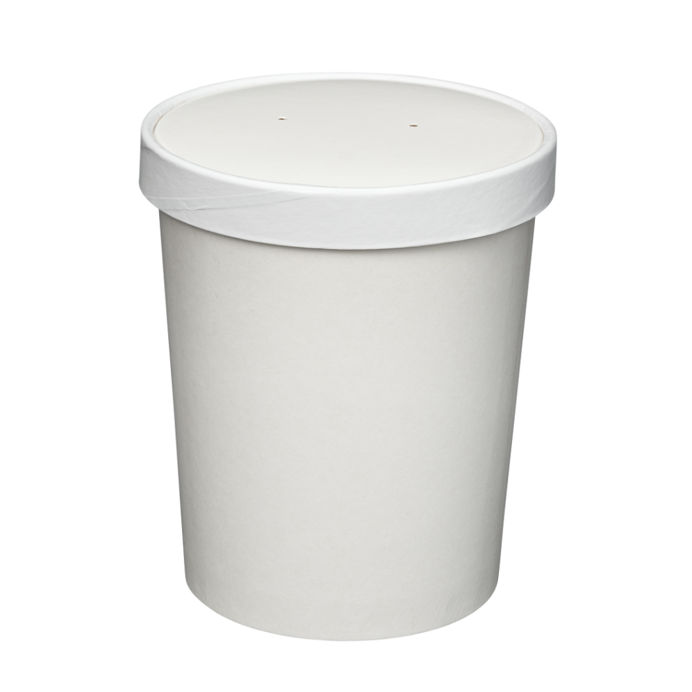 16 oz. Paper Food Containers With Vented Lids, To Go Hot Soup Bowls, Disposable Ice Cream Cups, White - Comfy Package