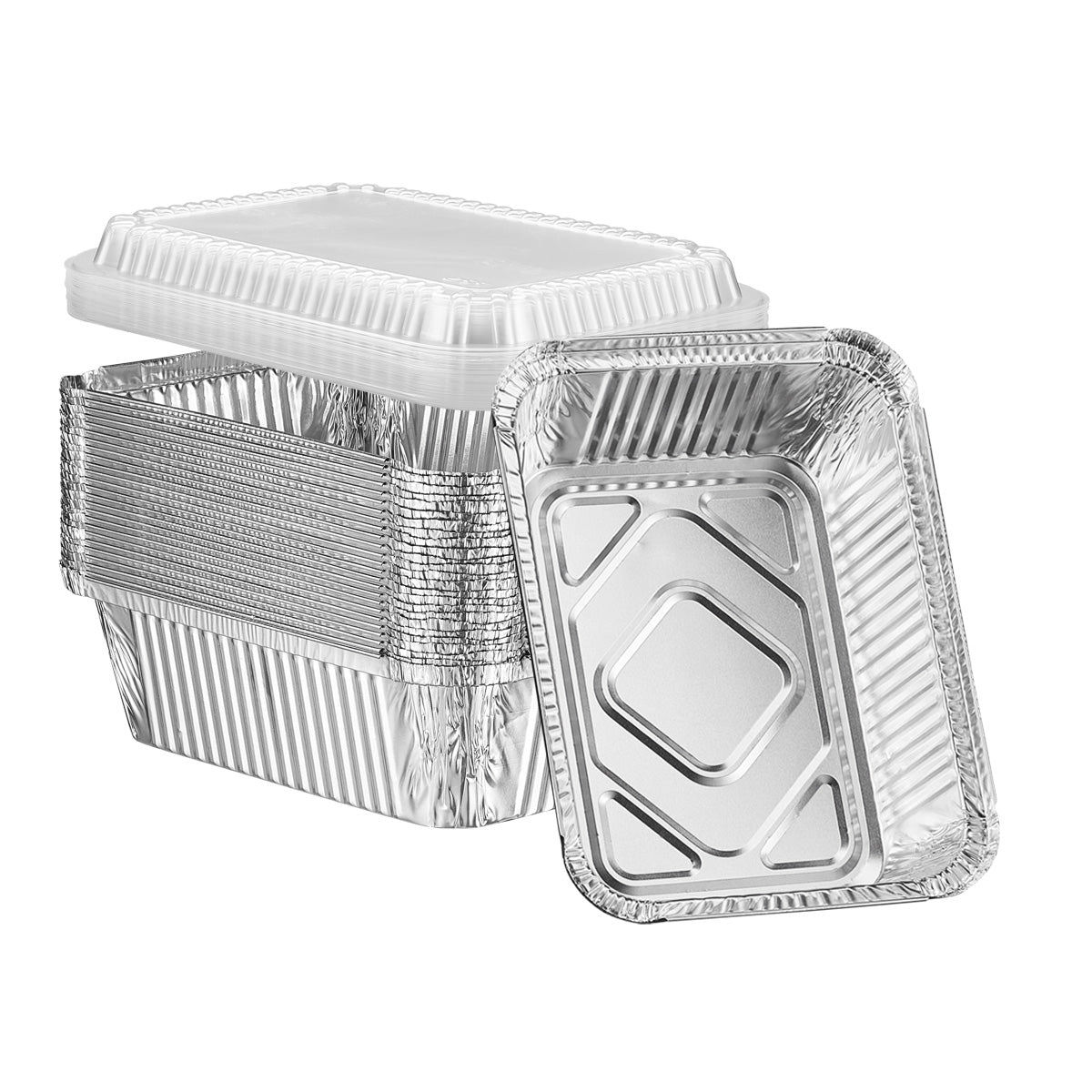 5 lb. Capacity Disposable Aluminum Foil Pans with Lids - Comfy Package