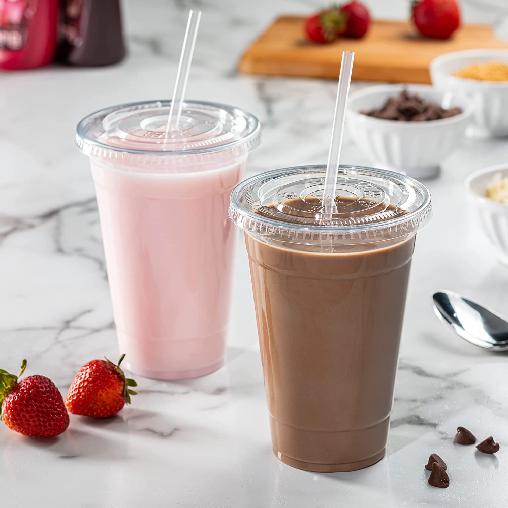 20 oz. Crystal Clear Plastic Cups with Lids - Comfy Package