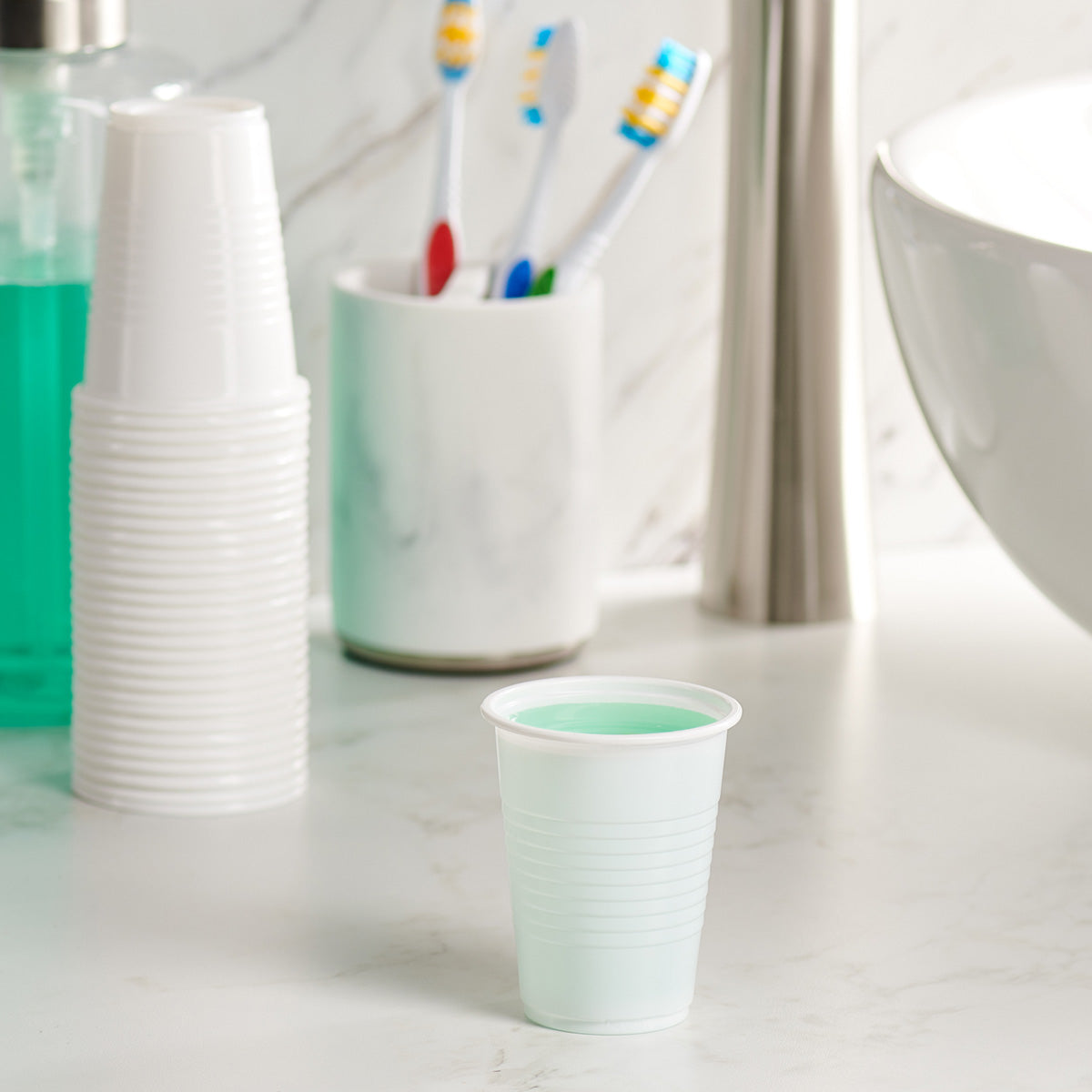 5 oz. White Disposable Plastic Cups - Comfy Package