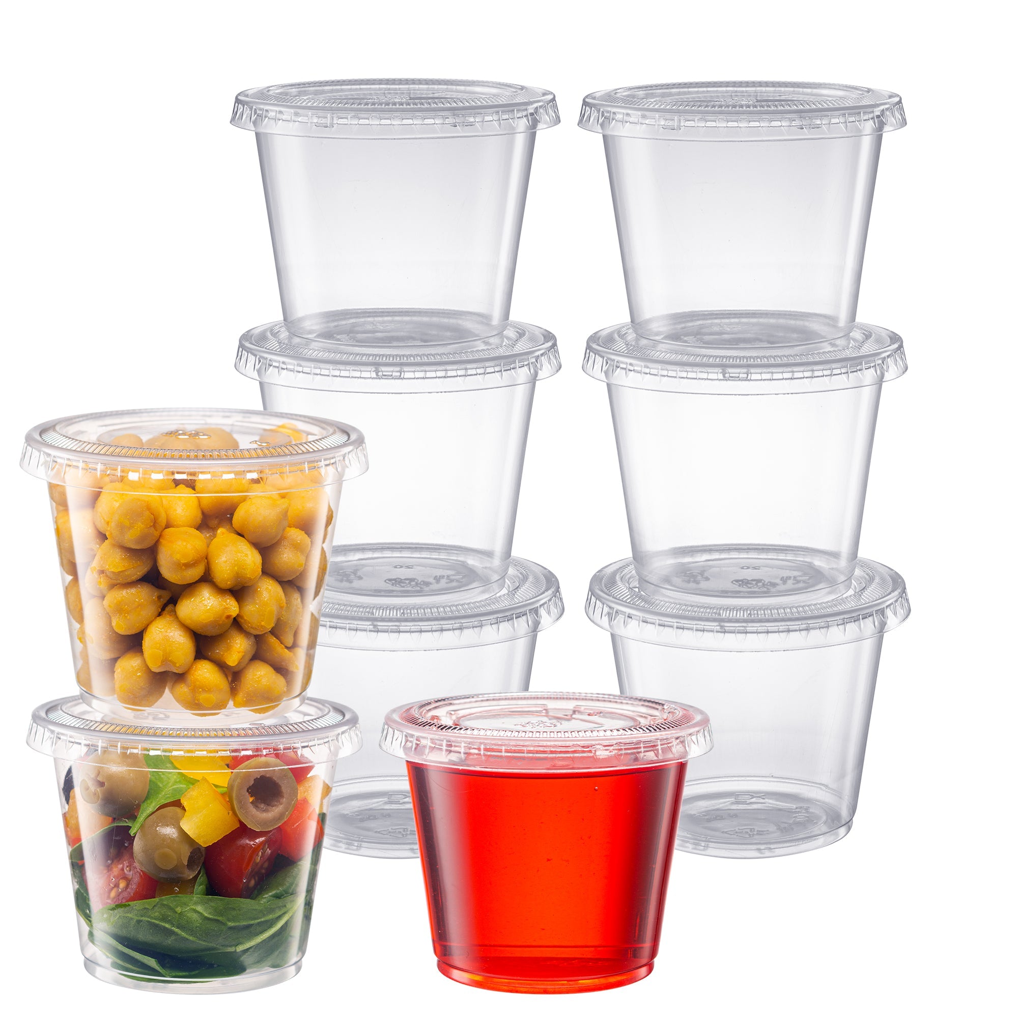 5.5 oz. Cups with Lids, Small Plastic Condiment Containers - Comfy Package