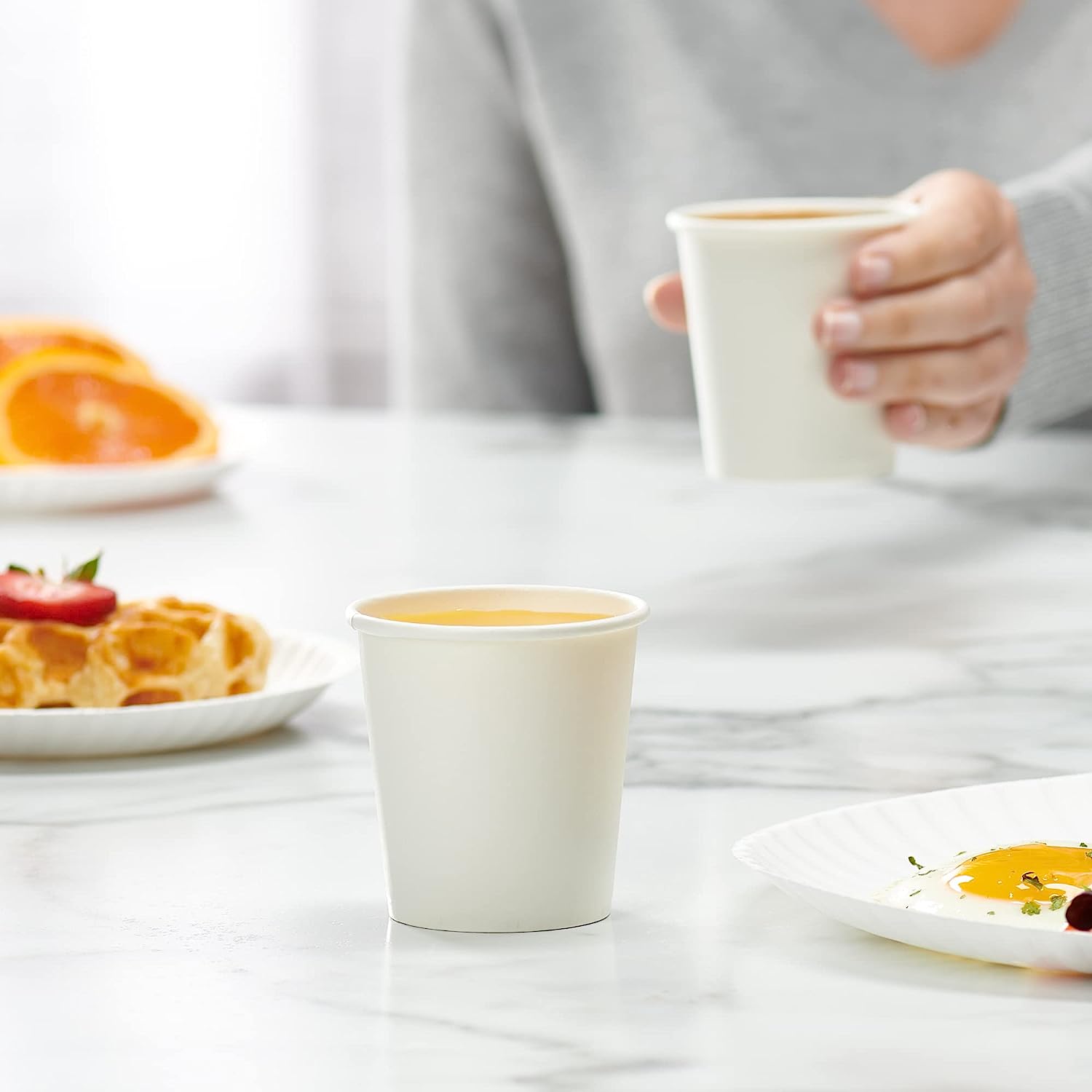 6 oz. White Paper Hot Coffee Cups - Comfy Package