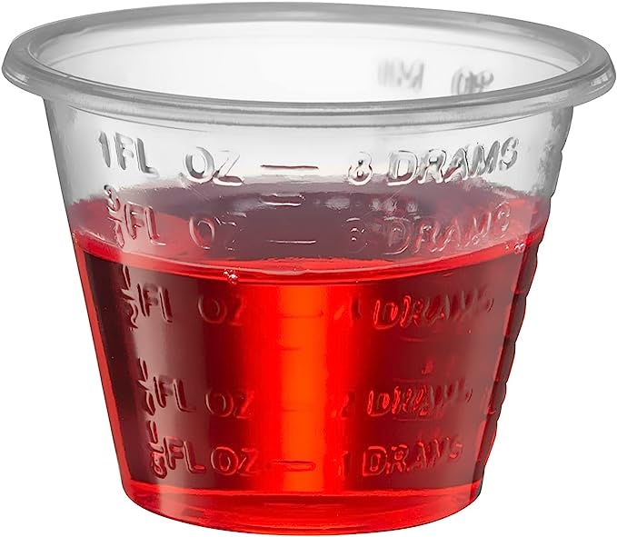 1 oz. Plastic Disposable Medicine Measuring Cup for Liquid Medicine, Epoxy, & Pills - Comfy Package