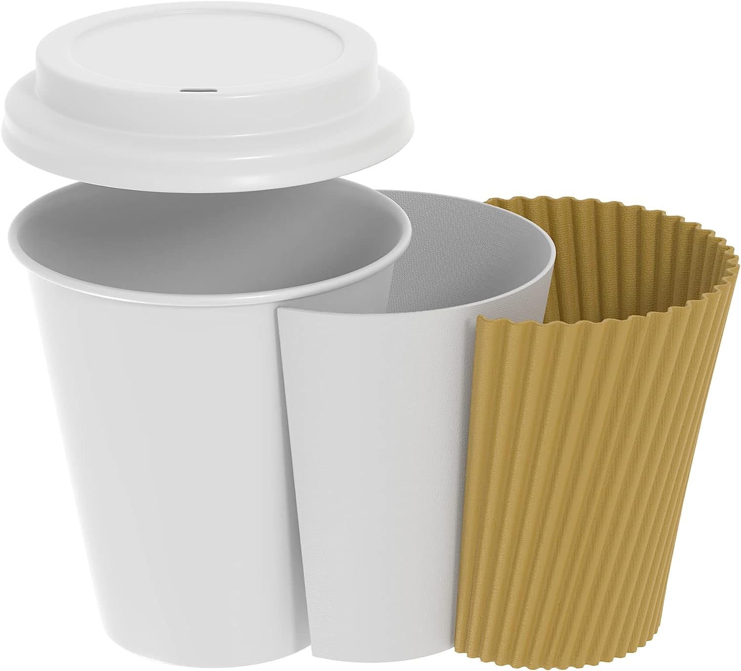 10 oz - 300ct Insulated Ripple Paper Hot Coffee Cups With Lids - Comfy Package