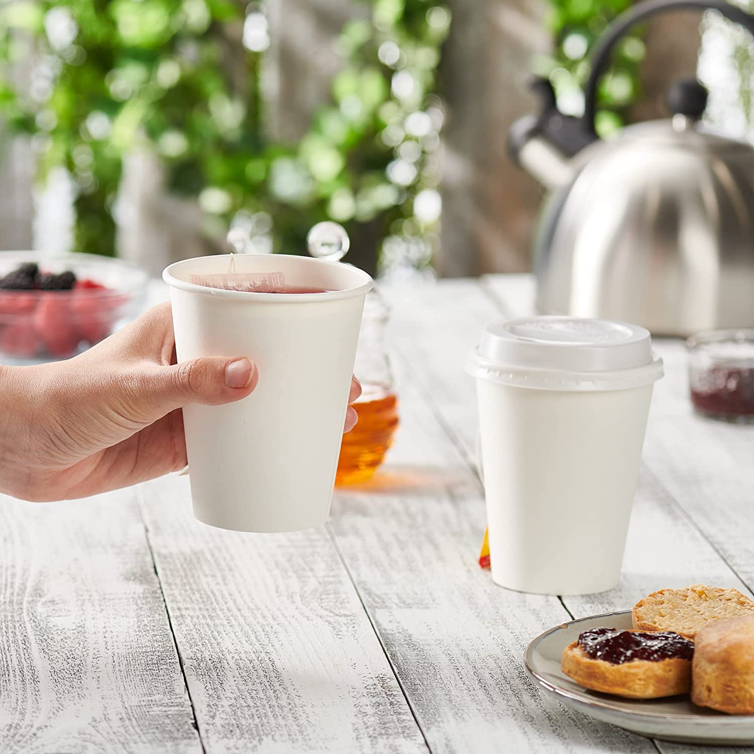 12 oz. White Paper Hot Cups - Comfy Package