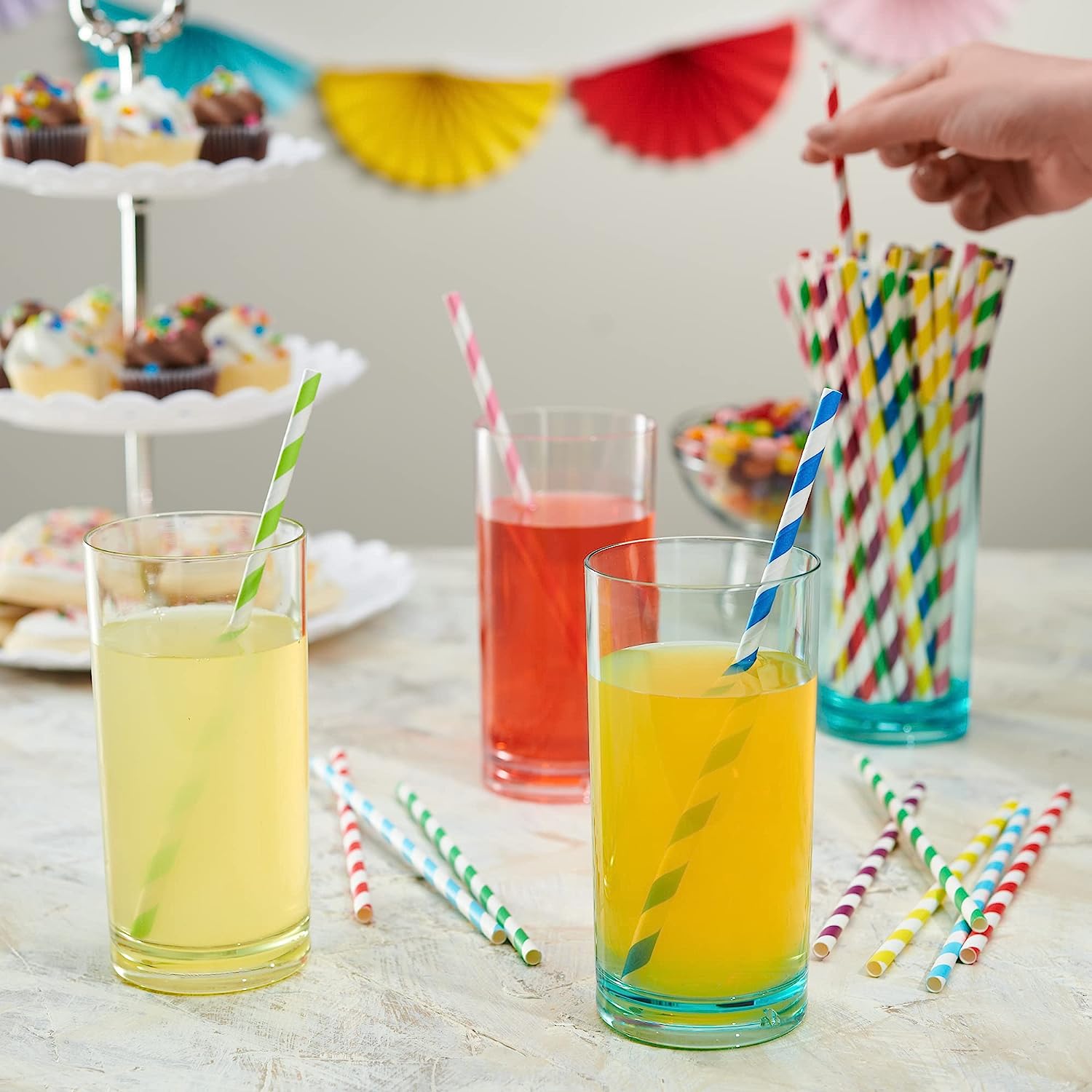 Paper Drinking Straws 100% Biodegradable - Assorted Colors - Comfy Package