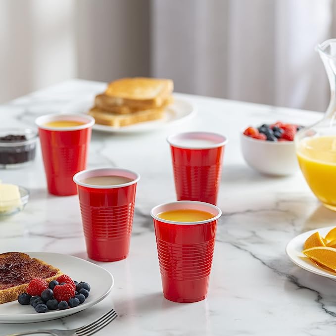 9 oz. Disposable Party Plastic Cups Red Drinking Cups - Comfy Package