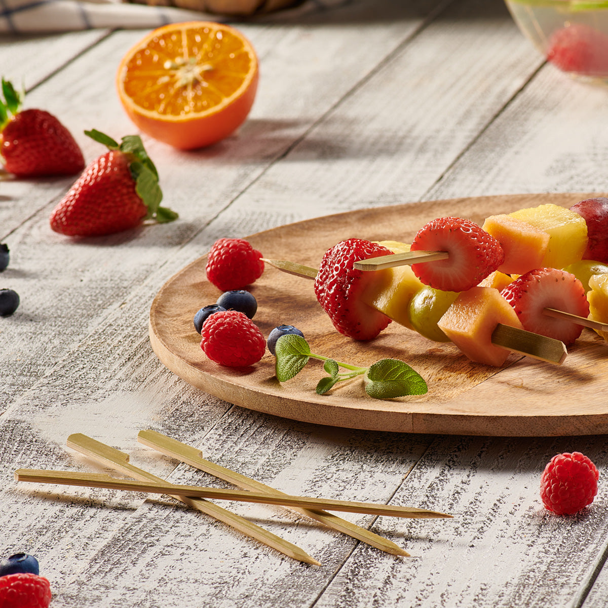 7 Inch Bamboo Wooden Paddle Picks Skewers - Comfy Package