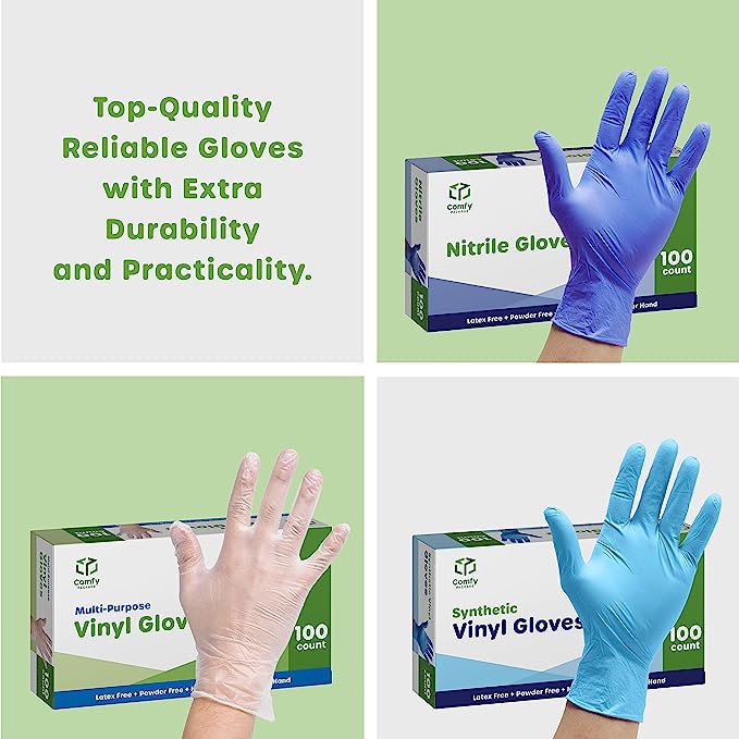Black Nitrile Disposable Gloves 6 Mil. Extra Strength Latex & Powder Free, Textured Fingertips Gloves - Medium - Comfy Package