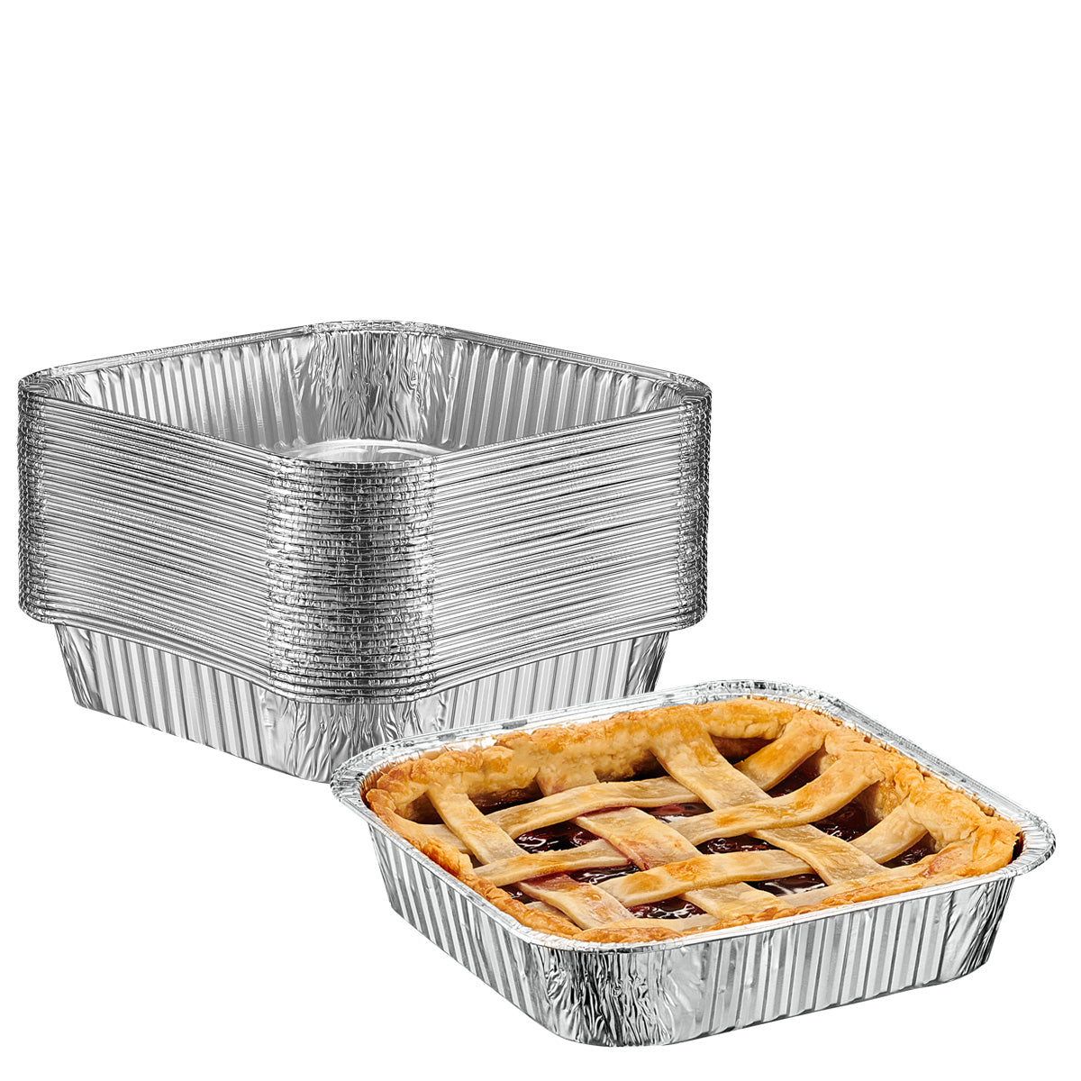 8x8 Square Foil Pans - Disposable Food Containers (Without Lids)