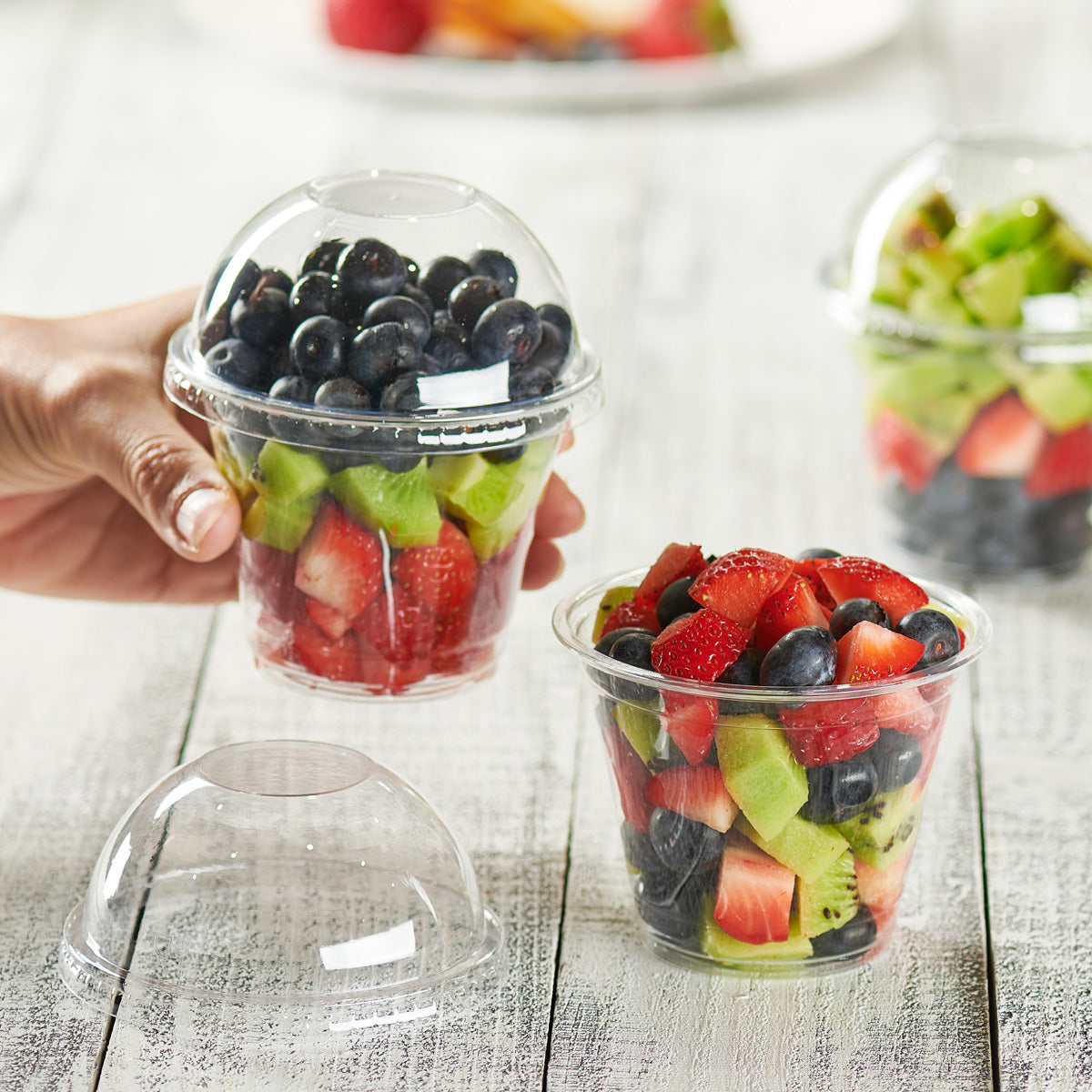 9 oz. Clear Plastic Cups With No Hole Dome Lids - Comfy Package