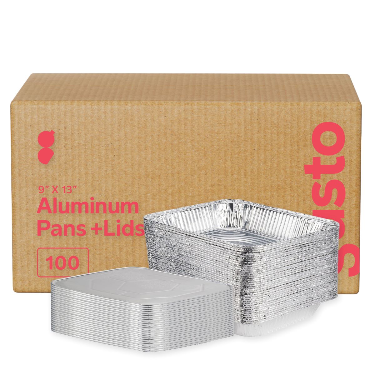 [Case of 100] x 13 Aluminum Foil Steam Table Pans With Lids Half Size  Deep