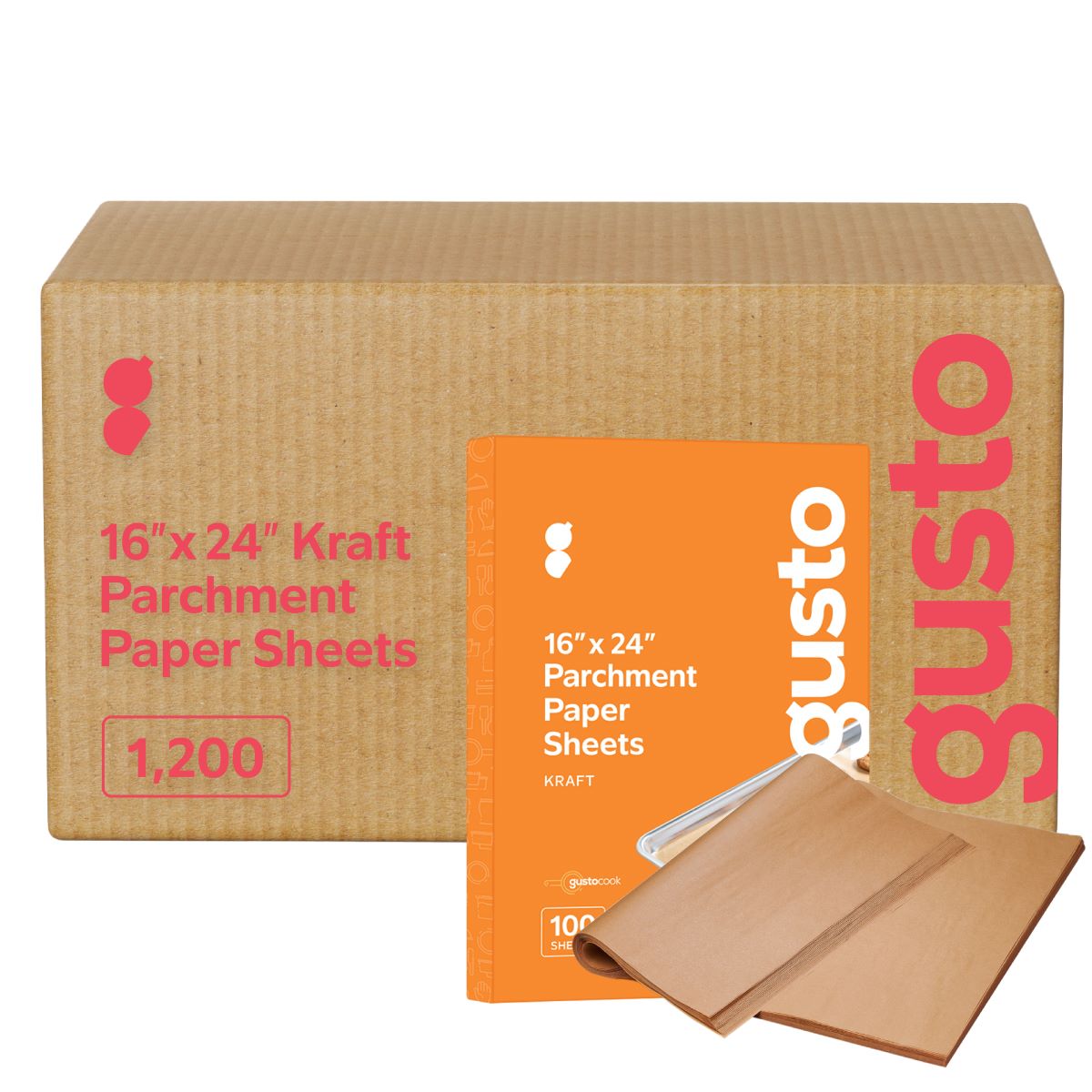 1200ct 16 x 24 Inch Precut Baking Parchment Paper Sheets Unbleached Non-Stick Sheets - Kraft