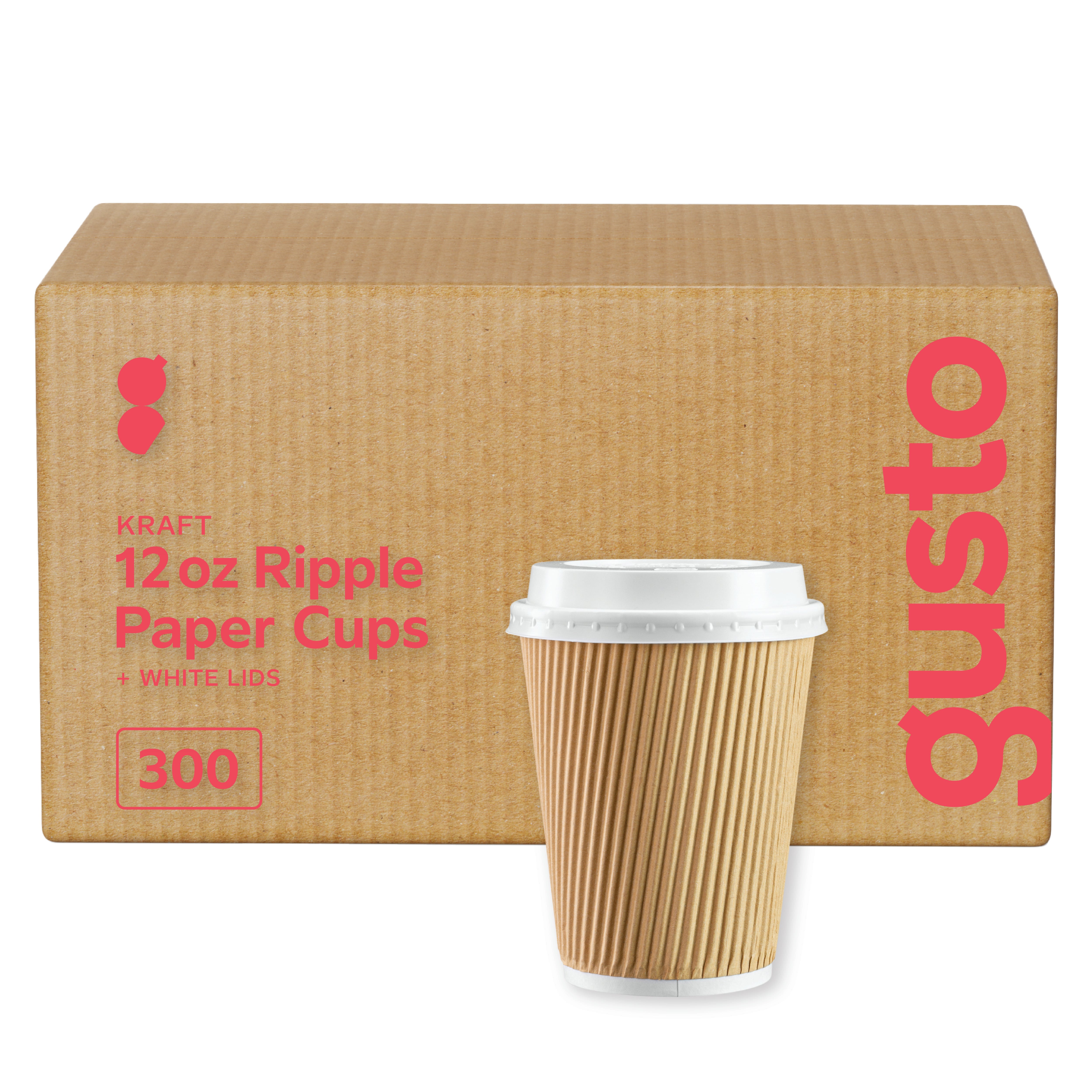 12 oz Insulated Ripple Paper Hot Coffee Cups With Lids & Stirrers