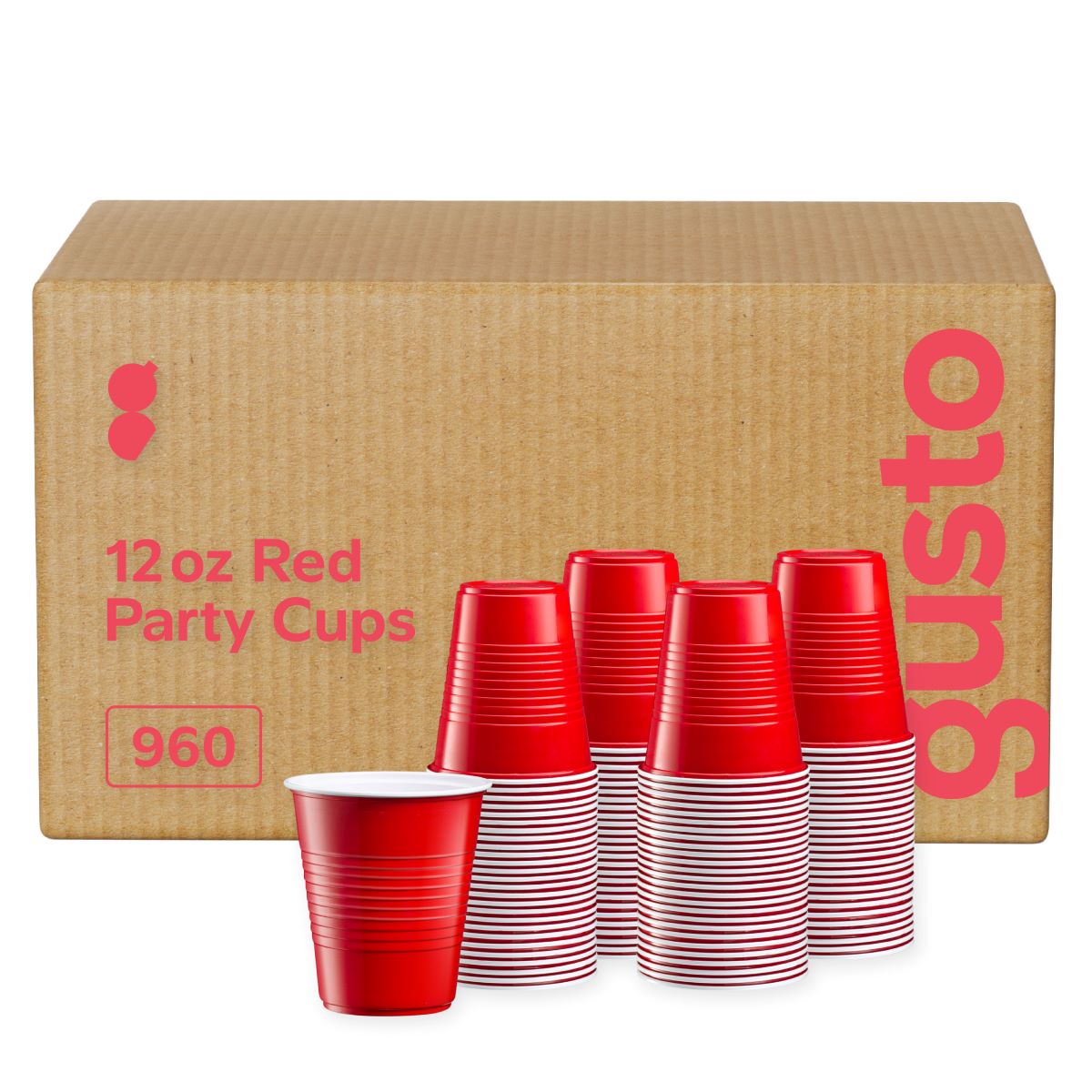 Disposable Party Plastic Cups 12 oz. Red Drinking Cups