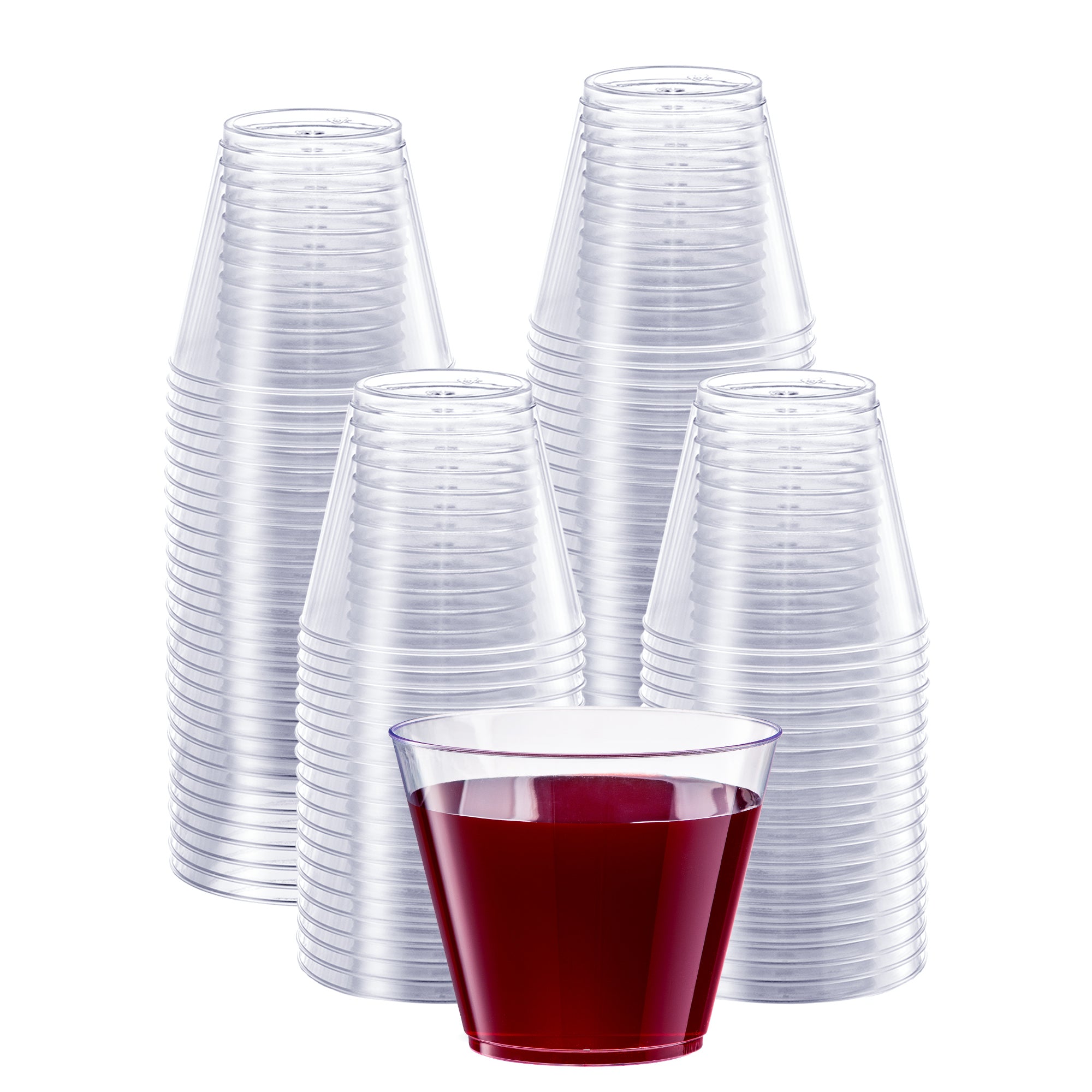 9 oz. Squat Clear Hard Plastic Cups / Tumblers Small Disposable Party Cocktail Glasses - Comfy Package