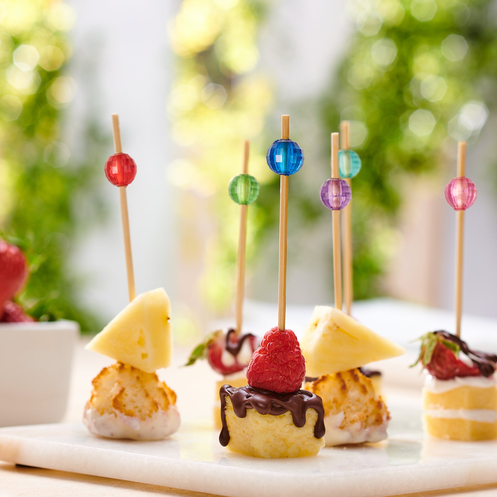 4.7 Inch Wooden Pick Skewers - Multi Color - Comfy Package