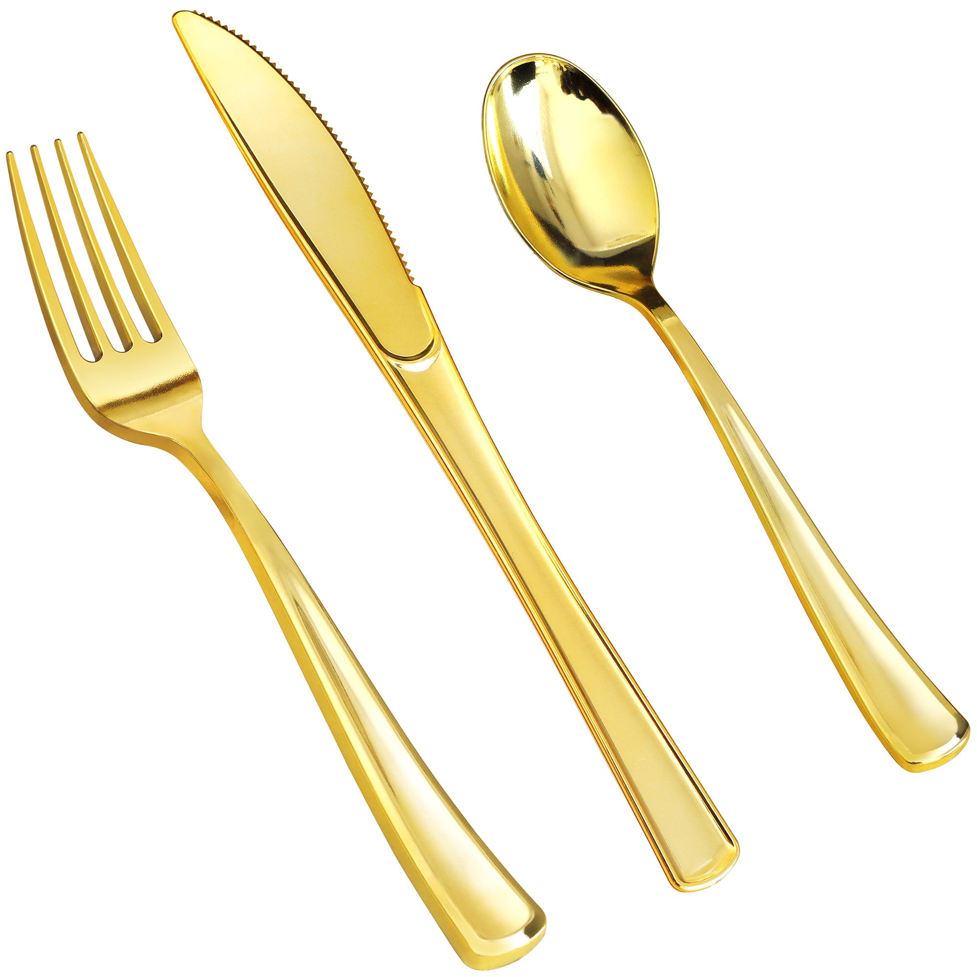 300ct Elegant Cutlery Combo Forks Spoons Knives - Gold - Comfy Package