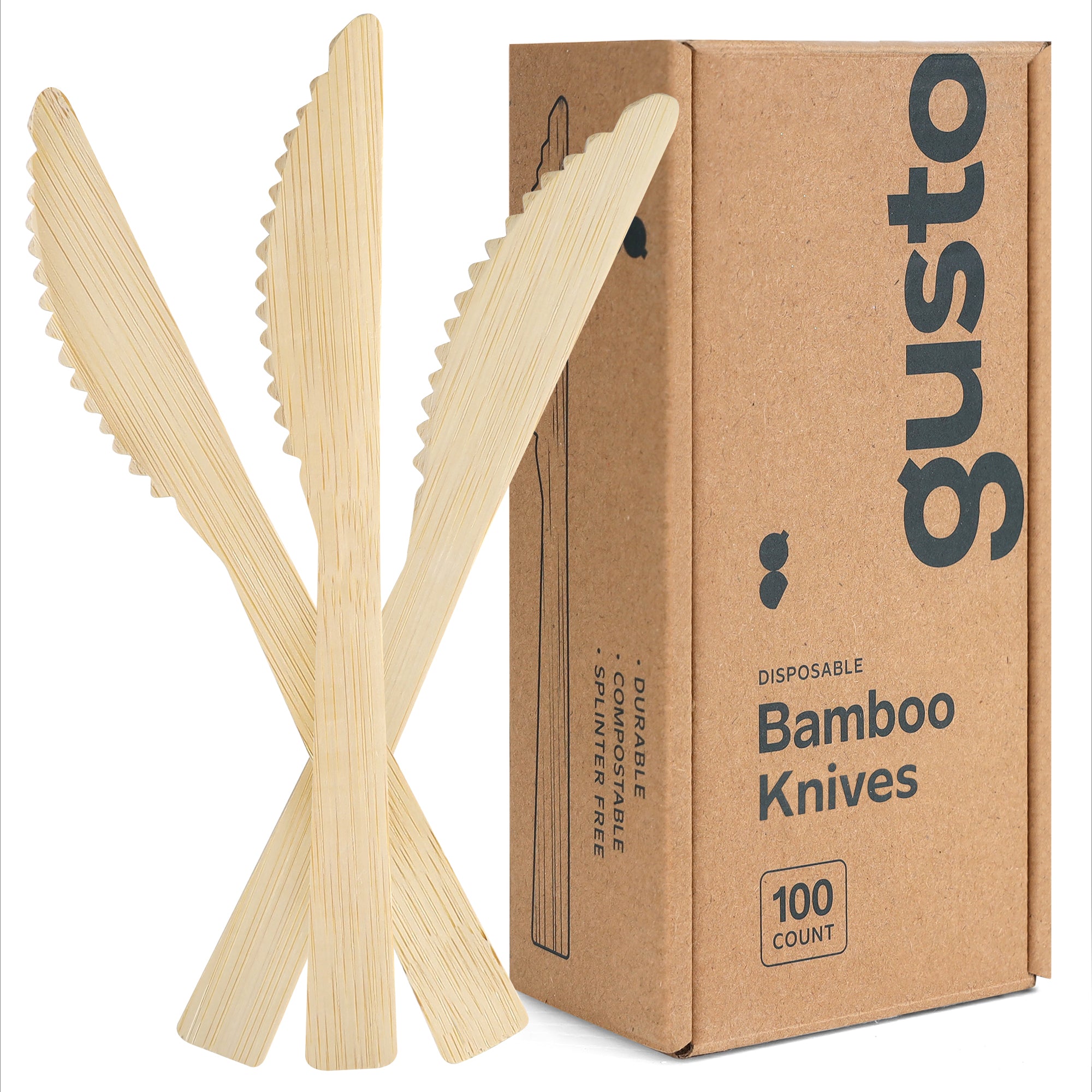 Natural Bamboo Disposable Knives - Biodegradable and Eco-Friendly Utensils for Outdoors, Parties, and Events