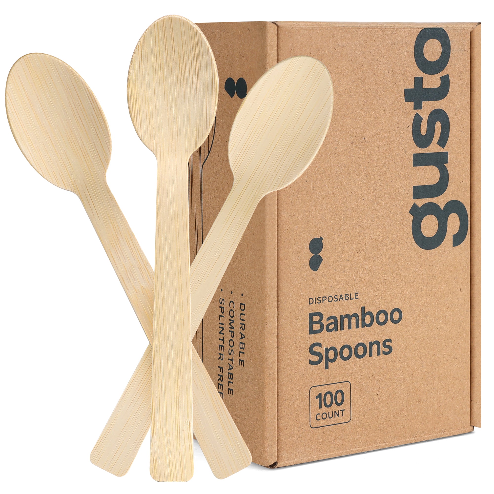 Natural Bamboo Disposable Spoons - Biodegradable and Eco-Friendly Utensils for Outdoors, Parties, and Events