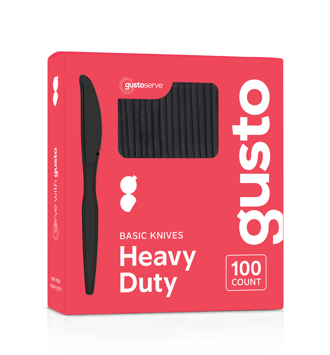 1800ct Heavy Duty Disposable Basic Plastic Knives - Black - Comfy Package