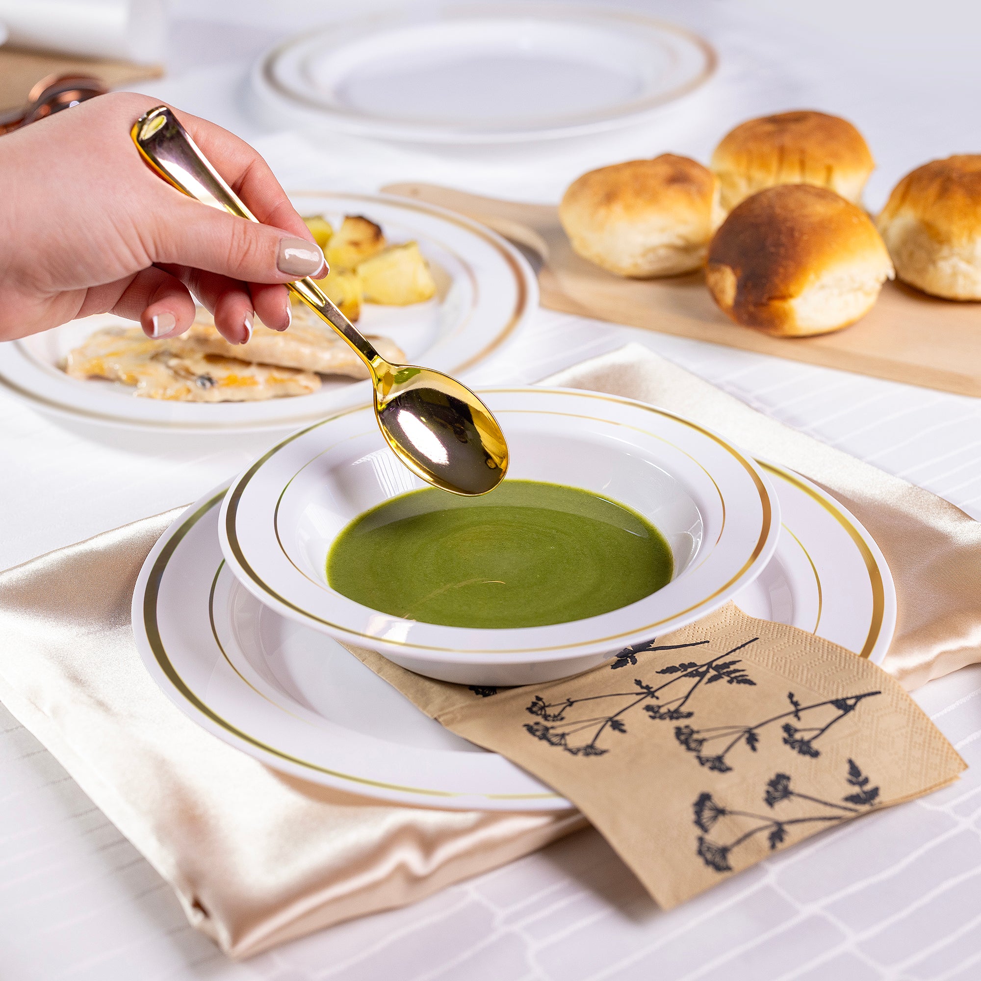 Elegant Cutlery Combo - Forks, Spoons, Knives - Gold - Comfy Package